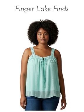 Torrid Mint Green Embroidered Sleeveless Top, 3X